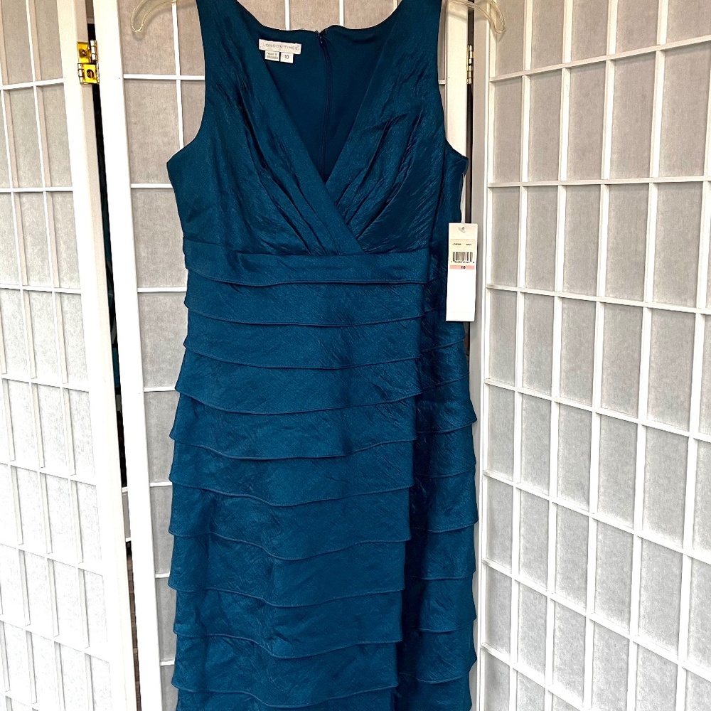 London Times Women's Teal layered dress size 10